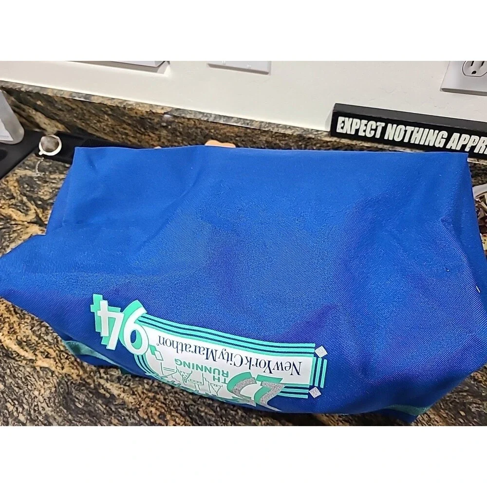 Vintage 1994 New York Marathon Duffel Bag Blue / Green Gym Retro